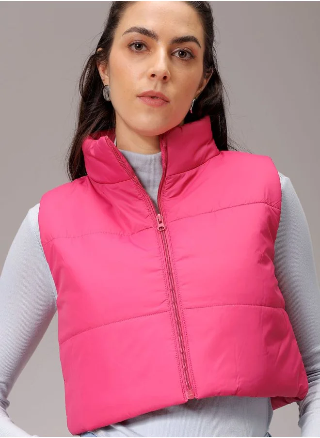 Freehand Women Regular Multicolour Solid High Neck Sleeveless Outerwear