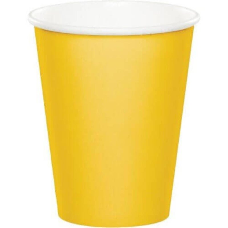 Disposable Paper Cups Sunshine Yellow 8 Pcs