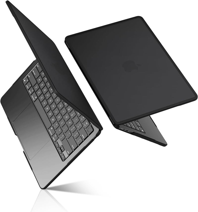 BlueSwan غلاف صلب متوافق مع MacBook Air مقاس 13 بوصة M5 M4 M3 M2 2026 2025 2024 2022 A3449 A3240 A3113 A2681، إطار TPU وقاعدة PC لـ Air مقاس 13.6 بوصة غطاء غير لامع - أسود بلوري - Image 1