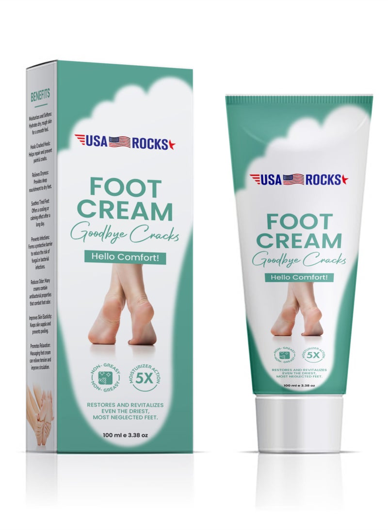 USA ROCKS Urea Foot Cream 42% with Salicylic Acid 2% - Deep Moisturizing Foot Cream for Dry Cracked Heels, Calluses & Rough Skin - Softening Repair Cream for Feet - Image 1