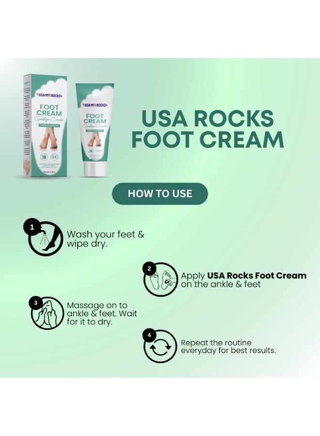 USA ROCKS Urea Foot Cream 42% with Salicylic Acid 2% - Deep Moisturizing Foot Cream for Dry Cracked Heels, Calluses & Rough Skin - Softening Repair Cream for Feet - Image 3