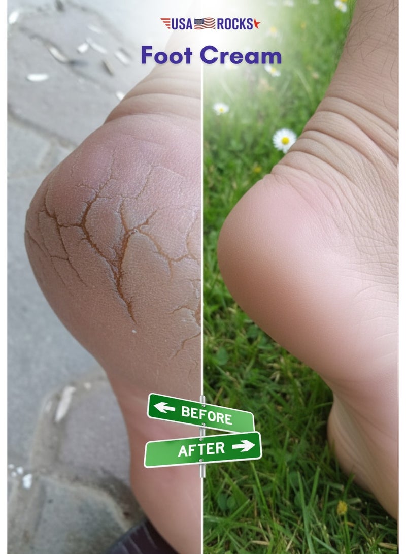 USA ROCKS Urea Foot Cream 42% with Salicylic Acid 2% - Deep Moisturizing Foot Cream for Dry Cracked Heels, Calluses & Rough Skin - Softening Repair Cream for Feet - Image 4