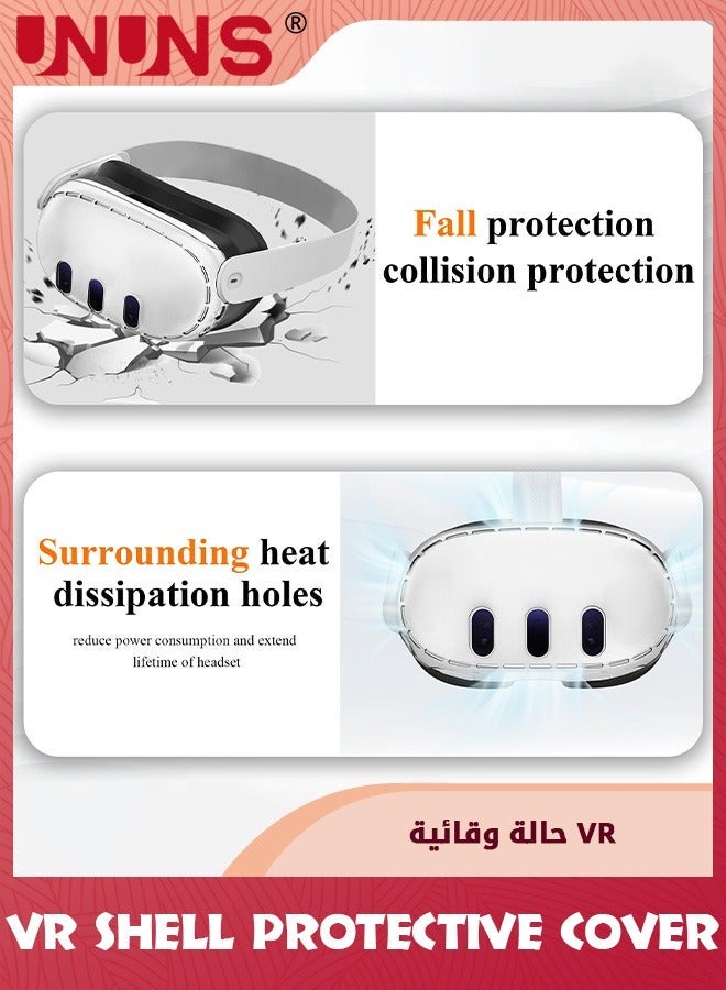 UNUNS VR Shell Protective Cover For Meta/Oculus Quest 3,Plastic Anti Scratch Dust Shock Case,Accessories Headset 3,Frosted Clear - Image 4