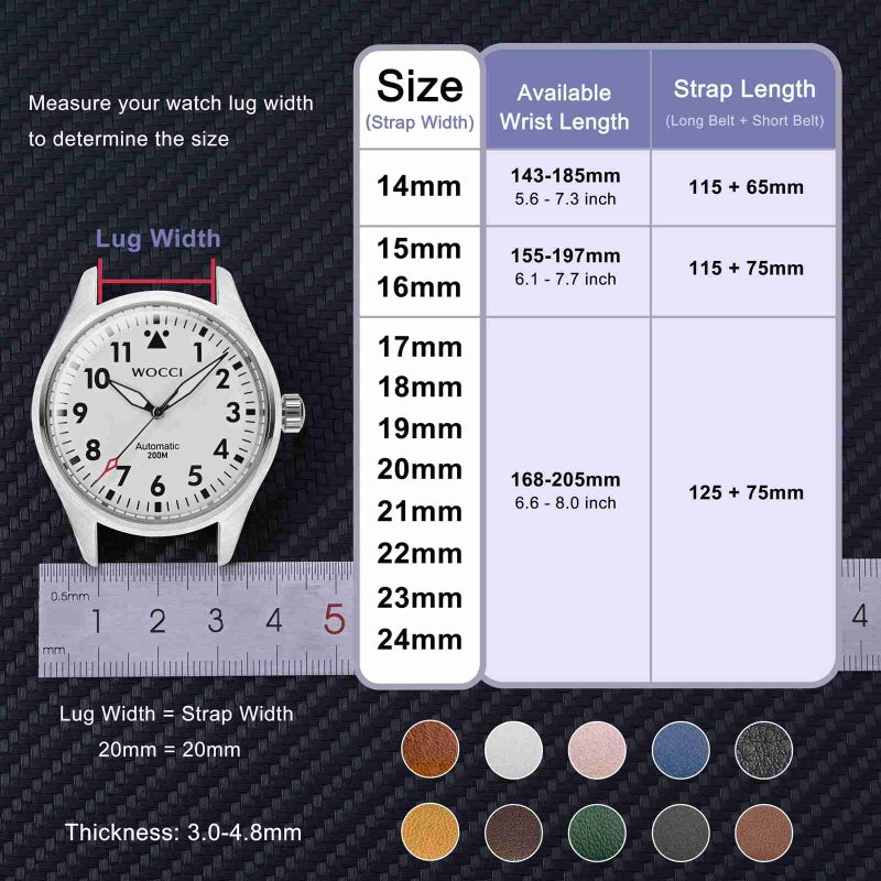 WOCCI 23mm Vintage Leather Watch Band for Men and Women, Silver Buckle (Dark Brown/Contrasting Stitch) - Image 3