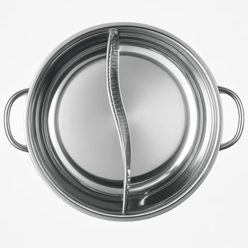 Snevad 304 Stainless Steel Round Hot Pot Pot with Divider Stock Pot Pasta Cooking Pot for Induction Cooktop Gas Stove Double-Flavor Shabu Cookware Heavy Duty, Double Handles & Dishwasher Safe - Image 1