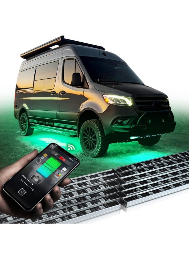 OPT7 Aura Pro Underglow Lights Kit for Class B & B+ RV Motorhomes with Smart APP Control, 6 pcs Waterproof Rigid Aluminum Neon Accent LED Light Bar Strip, Music Soundsync Multicolor Modes - Image 1