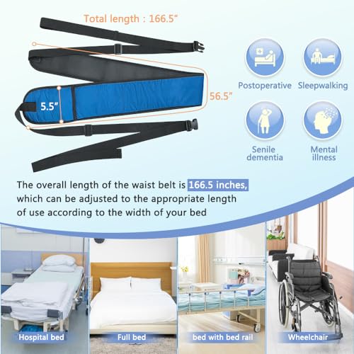 Mistuki Bed Restraint Straps Fall Prevention for Elderly Adjustable Medical Bed Straps Therapy Safety Waist Belt to Hold Patients Wheelchair Seat Harness Restraints for Adults Hospital Care Assist - Image 2