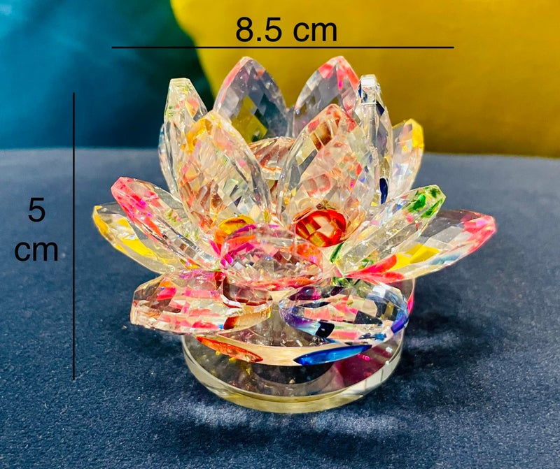 WARMINGO DE Rotating Crystal Lotus Fengshui Good Luck Item | Crystal Lotus Flower Vastu | Best Diwali Gift | Gift Item, 8.5 cm , 8.5 cm - Image 4