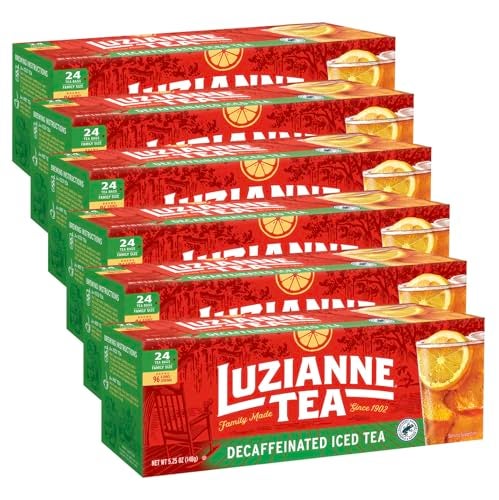Luzianne Decaffeinated Iced Tea Bags Family Size 24ct Box Pack of 6 - Image 1