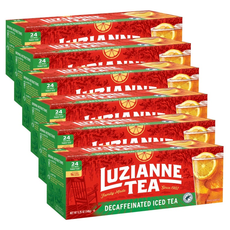 Luzianne Decaffeinated Iced Tea Bags Family Size 24ct Box Pack of 6 - Image 3