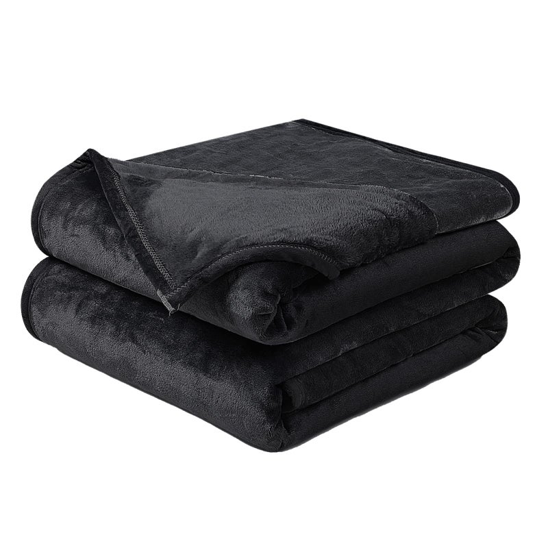 Soft Blanket King Size Warm Fuzzy Microplush Lightweight Thermal Fleece Blankets for Couch Bed Sofa90x108 InchesBlack