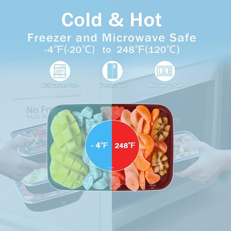 V4L Black Takeout Food Containers Food Storage Containers With Lids Freezer Safe Meal Prep Microwavable Dishwasher Leakproof BPA Free 500ml Pack of 20 - Image 5