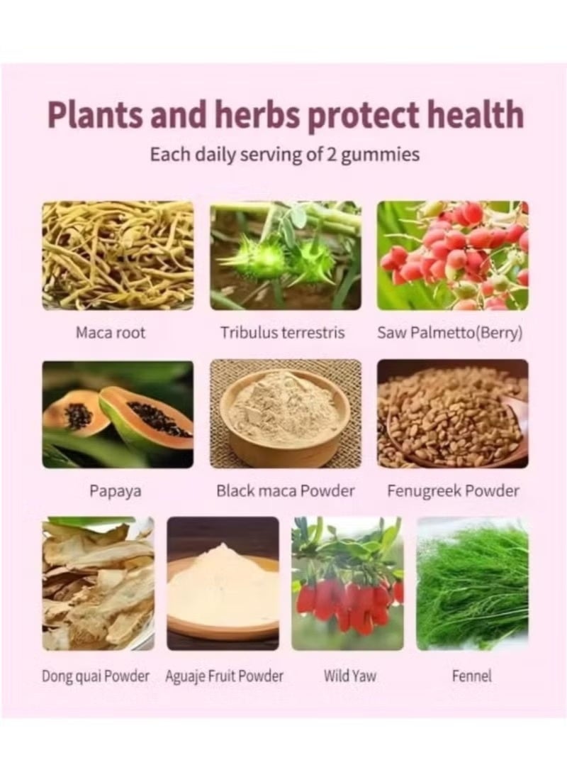 Wins Town Maca Plus for Women – 1500mg Gummies with Black Maca Root, Promotes Natural Feminine Contour & Vitality, 60 Fruity Gummies - Image 4