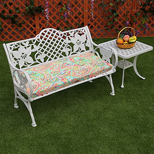 FUNHOME Outdoor Bench Cushion Water-Repellent, 48 x 18 Inch Bench Cushions for Outdoor Furniture, Settee Cushions with Handle and Straps, Patio Couch Cushion 1 Pack, Melora Paisley - Image 2