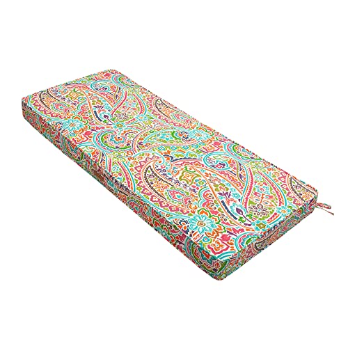 FUNHOME Outdoor Bench Cushion Water-Repellent, 48 x 18 Inch Bench Cushions for Outdoor Furniture, Settee Cushions with Handle and Straps, Patio Couch Cushion 1 Pack, Melora Paisley - Image 1