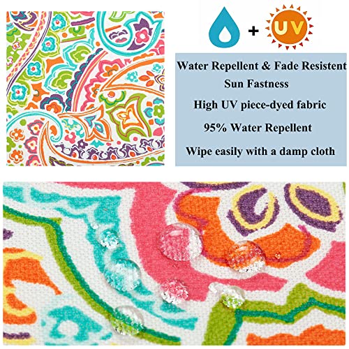 FUNHOME Outdoor Bench Cushion Water-Repellent, 48 x 18 Inch Bench Cushions for Outdoor Furniture, Settee Cushions with Handle and Straps, Patio Couch Cushion 1 Pack, Melora Paisley - Image 4