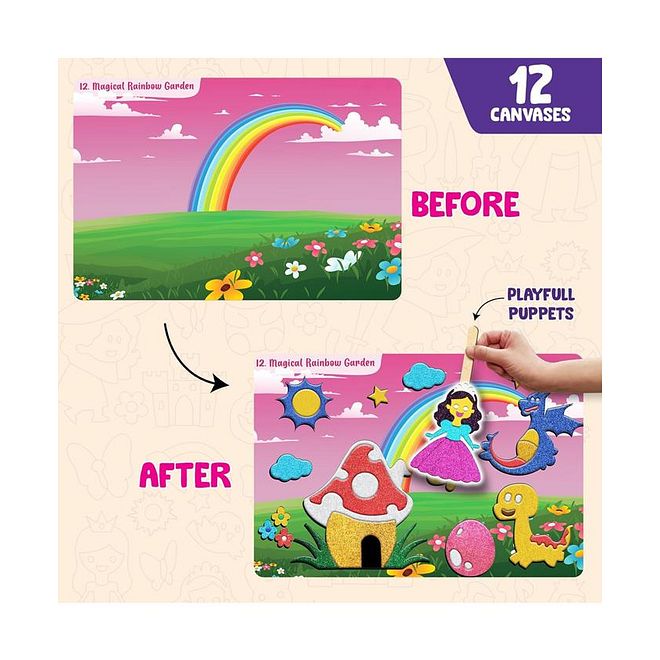 Smartivity Foil Magic, Princess Fairy Tales Interactive Foil & Craft Kit, Mess Free Creative Fun, Roleplay Puppets & Googly Eyes, 4 Years+, Multicolor - 295 Pieces - Image 3