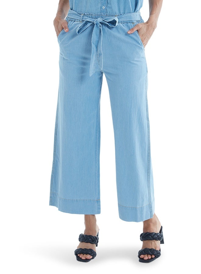 ASHARAE Women's Denim Culotte Pant With Waist Belt Stylish Everyday Bottom Wear for Office Meetings, Social Events, Travel Plans, Casual Gatherings & Effortless Daily Fashion - Image 1