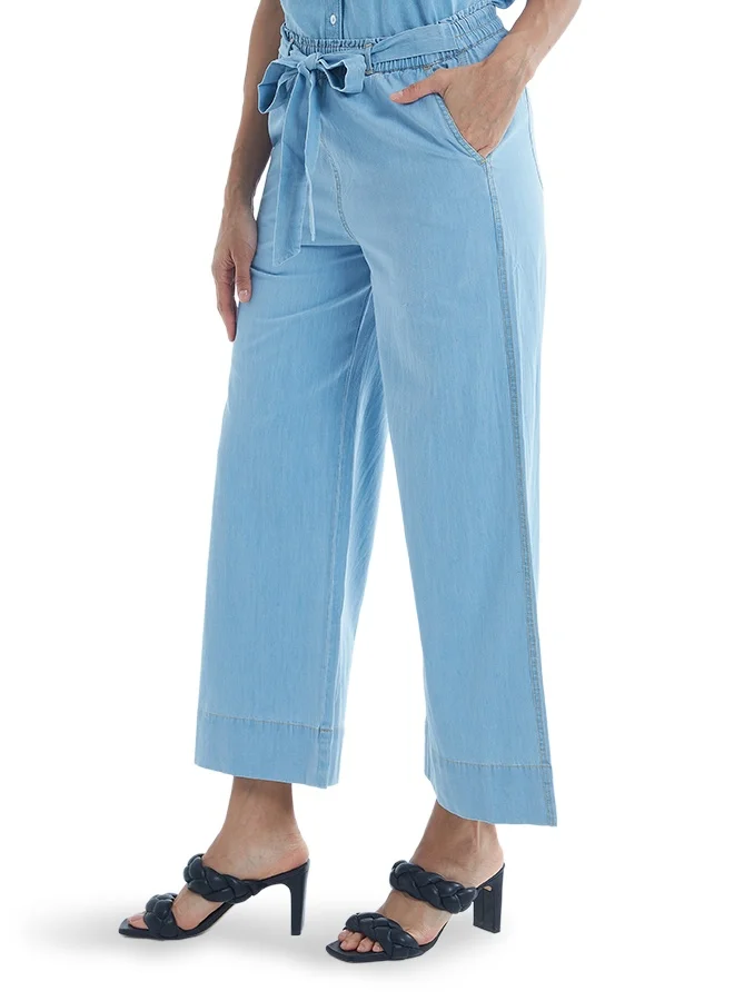 Asharae  Women's Denim Culotte Pant With Waist Belt Stylish Everyday Bottom Wear for Office Meetings, Social Events, Travel Plans, Casual Gatherings & Effortless Daily Fashion for Women | Best Price UAE