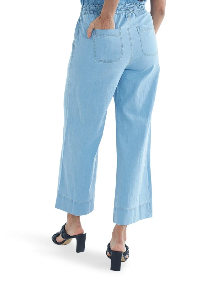 Asharae  Women's Denim Culotte Pant With Waist Belt Stylish Everyday Bottom Wear for Office Meetings, Social Events, Travel Plans, Casual Gatherings & Effortless Daily Fashion for Women | Best Price UAE
