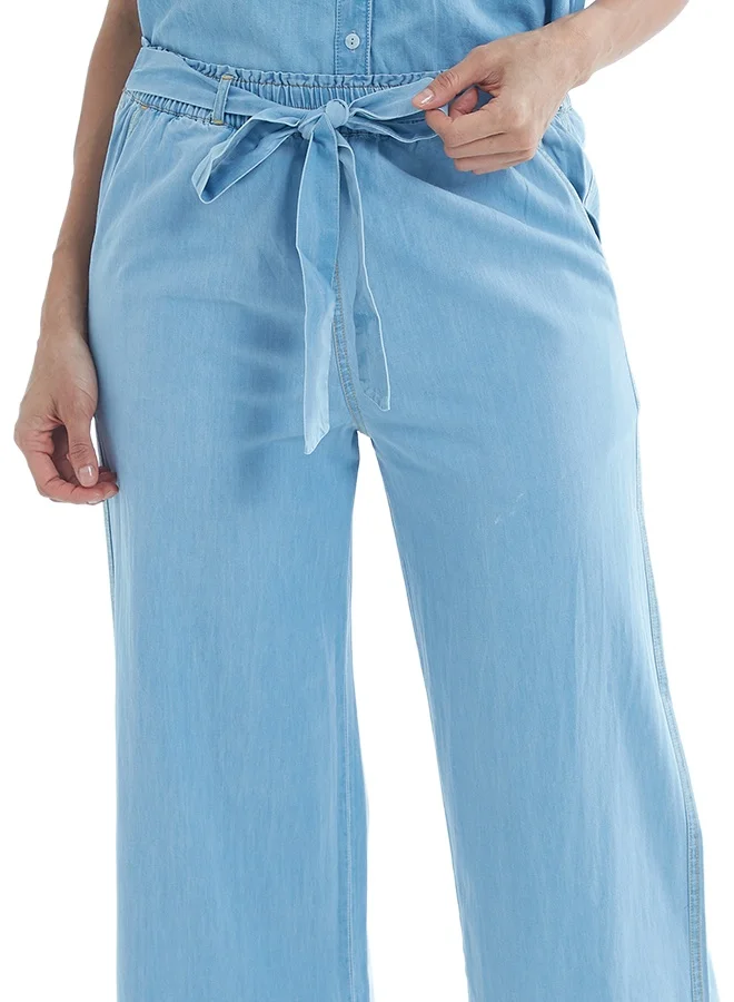 Asharae  Women's Denim Culotte Pant With Waist Belt Stylish Everyday Bottom Wear for Office Meetings, Social Events, Travel Plans, Casual Gatherings & Effortless Daily Fashion for Women | Best Price UAE