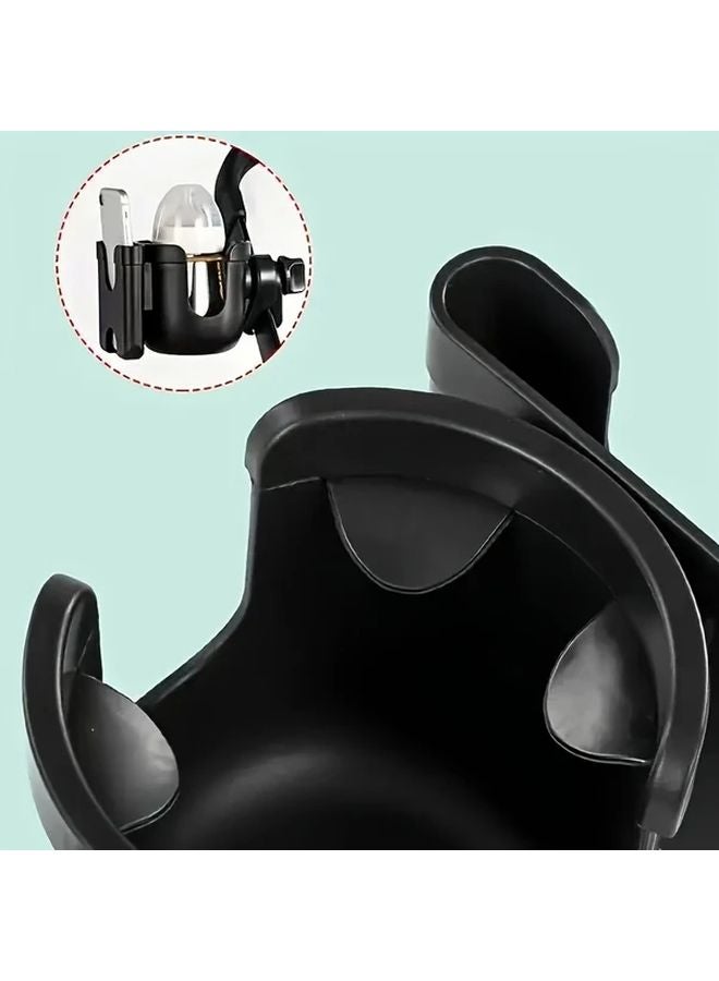 2 In 1 Stroller And Bicycle Cup Holder With Phone Bracket Durable ABS Beverage Tray 1pc - Image 5