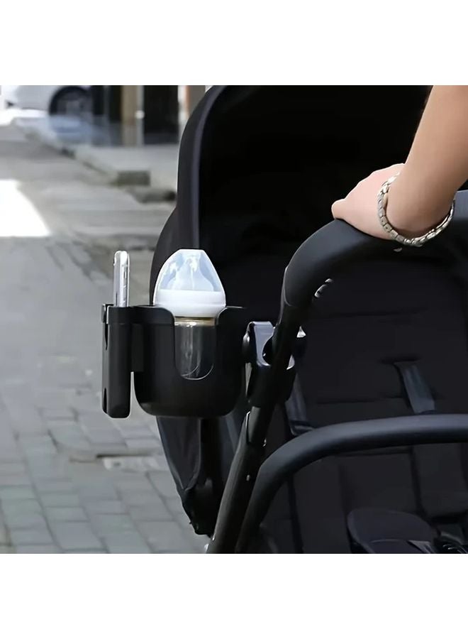 2 In 1 Stroller And Bicycle Cup Holder With Phone Bracket Durable ABS Beverage Tray 1pc - Image 4