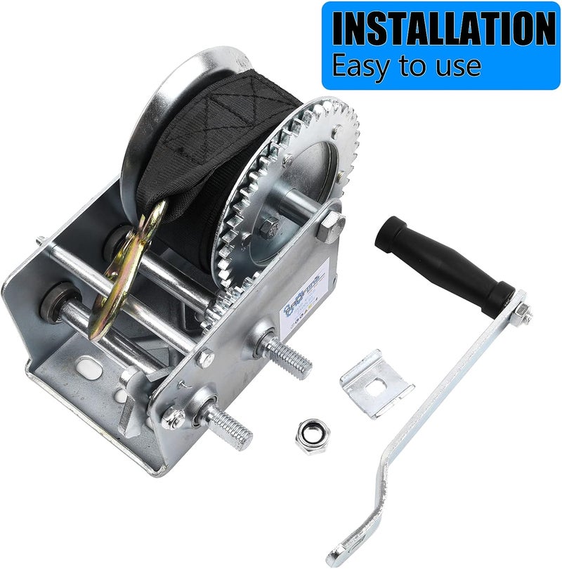 PROFLine 2500lbs Hand Winch Heavy Duty Boat Trailer Winch Two-Way Ratchet Gear Manual Winch Hand Crank Crane Weight Pulling for ATV Truck Towing Rope Winch - Image 3