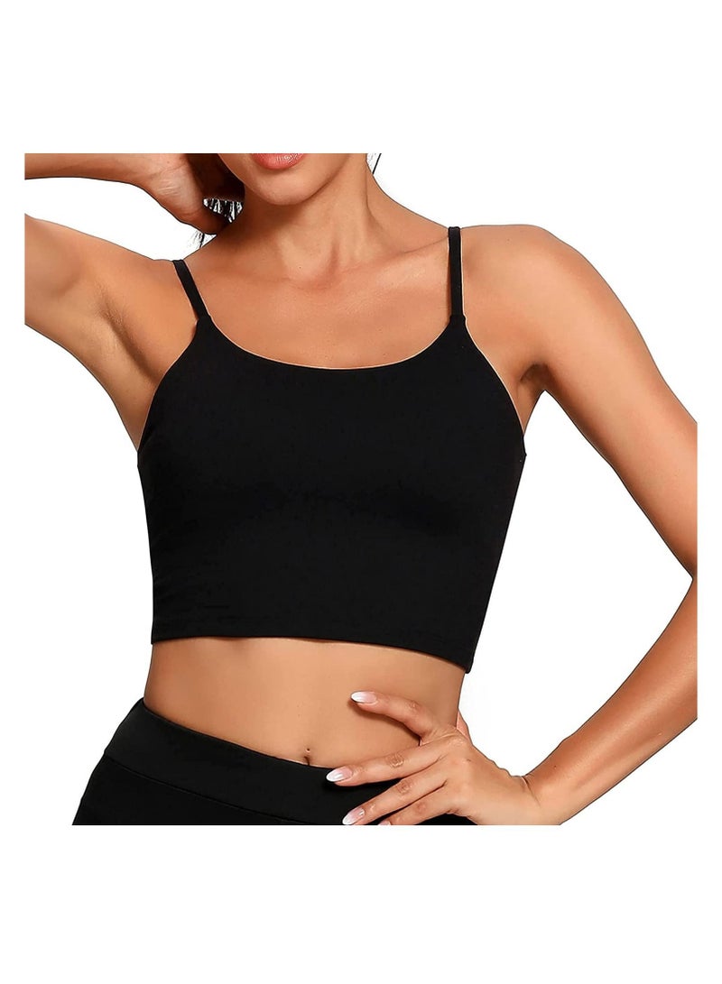 Excefore Women Padded Sports Bra Fitness Workout Running Shirts Yoga Tank Top Top(M,Black)  - Image 2