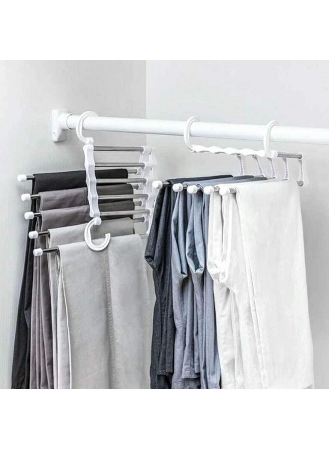 Multi pants hangers rack for closet organization,stainless steel, 5 layer clothes hangers - Black - Image 2