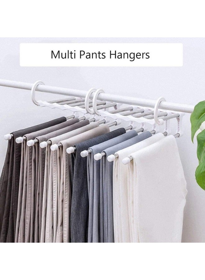 Multi pants hangers rack for closet organization,stainless steel, 5 layer clothes hangers - Black - Image 3