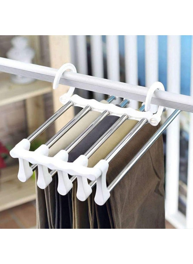 Multi pants hangers rack for closet organization,stainless steel, 5 layer clothes hangers - Black - Image 5