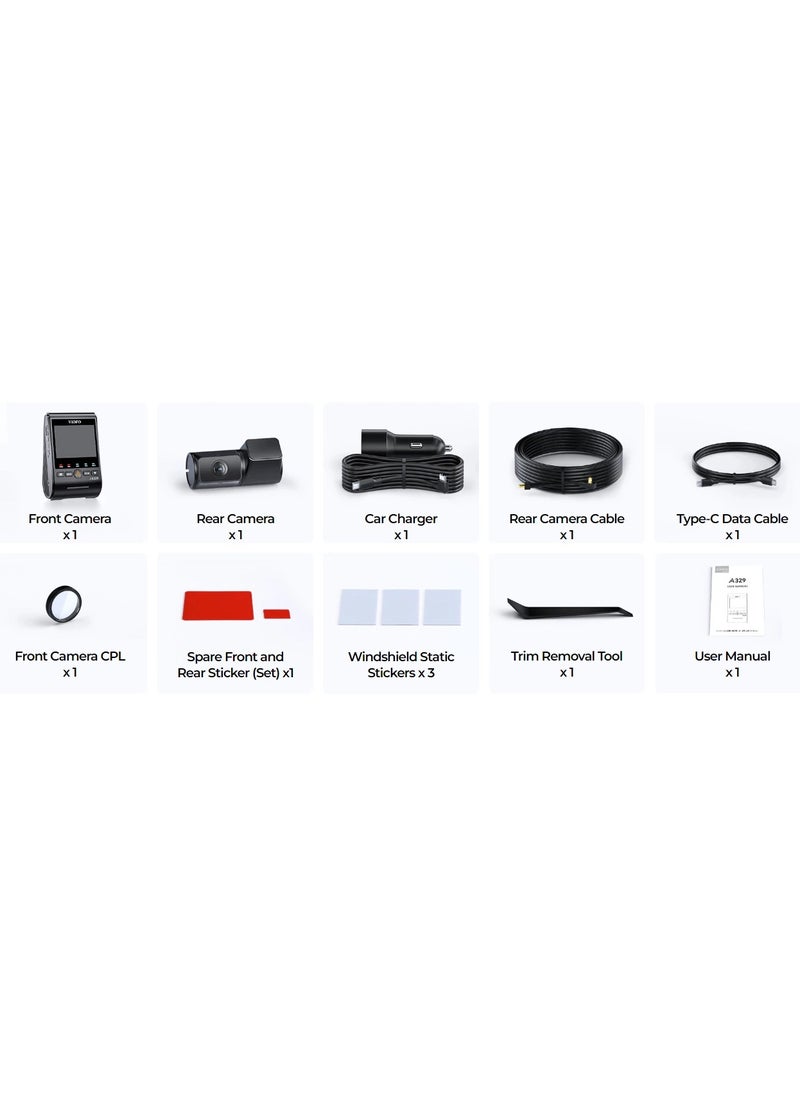 Viofo - Viofo A329 | 2CH | Front 4K + Rear 2K | 60FPS | Sony STARVIS 2 | HDR | Wi-Fi 6 | SSD Storage - Image 1