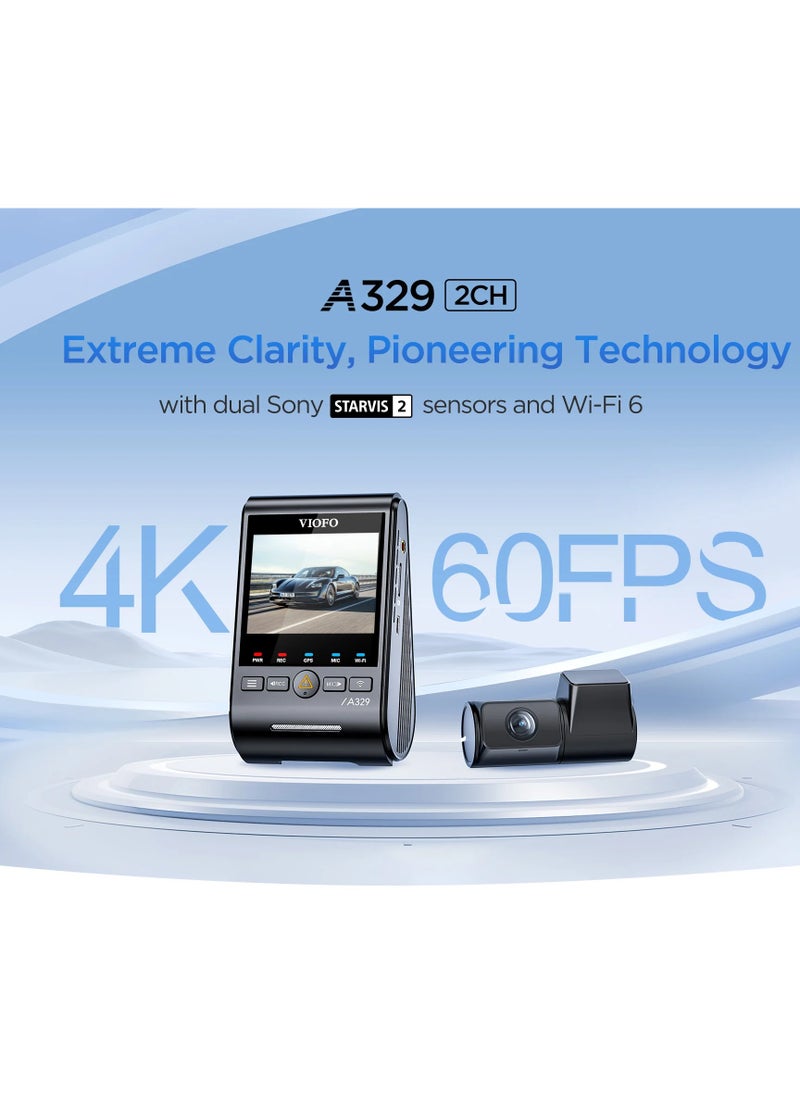 Viofo - Viofo A329 | 2CH | Front 4K + Rear 2K | 60FPS | Sony STARVIS 2 | HDR | Wi-Fi 6 | SSD Storage - Image 1