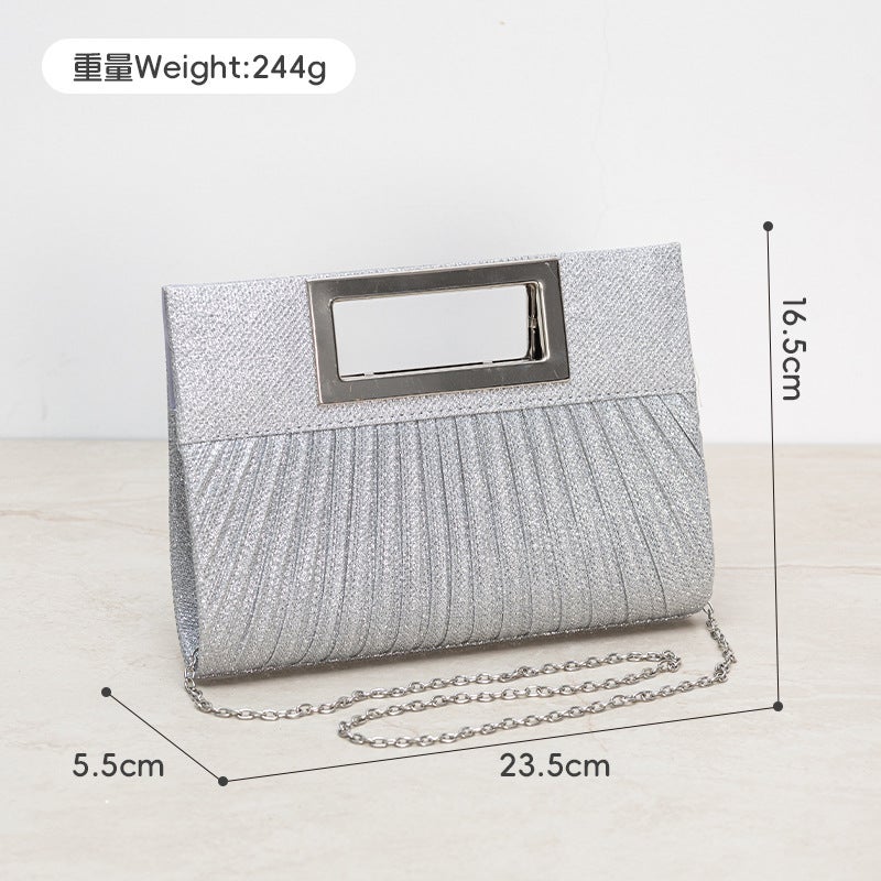 New Clutch Dress Bag, Fashionable Socialite Chain Handheld Evening Bag, Annual Party Wrinkled Evening Bag - Image 1