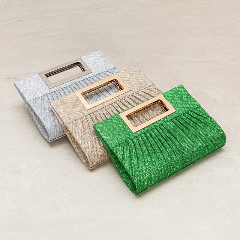 New Clutch Dress Bag, Fashionable Socialite Chain Handheld Evening Bag, Annual Party Wrinkled Evening Bag - Image 2
