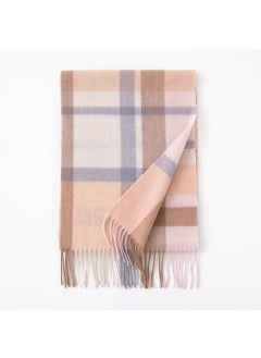 Thick Autumn Winter Plaid Wool Scarf Fhy24-7033-7 khaki pink grid