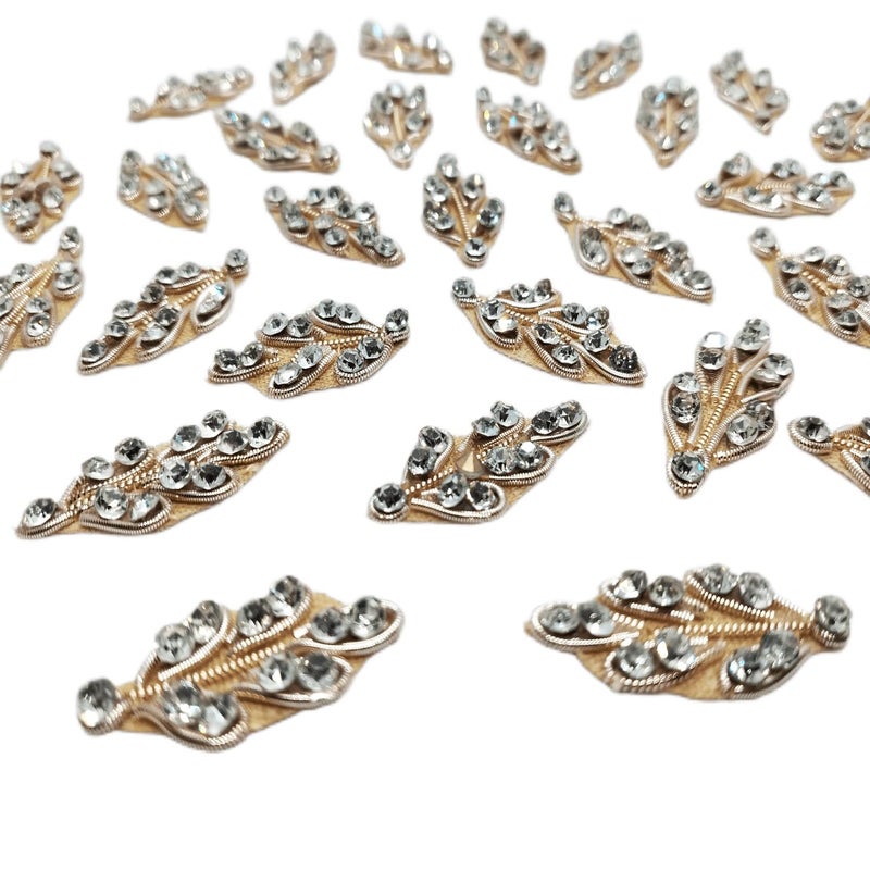 Designer 28 X 15 cm Neck sew on Leaf Shape Decorative Applique Patches Embroidery for Clothes Jackets Blouse Saree Decoration 25 Pieces - Image 3