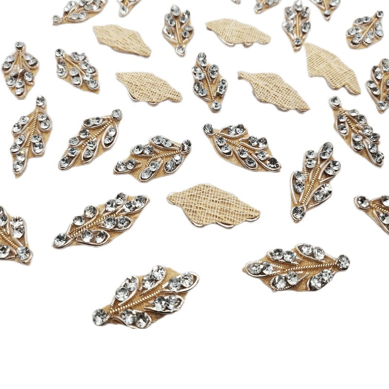 Designer 28 X 15 cm Neck sew on Leaf Shape Decorative Applique Patches Embroidery for Clothes Jackets Blouse Saree Decoration 25 Pieces - Image 2