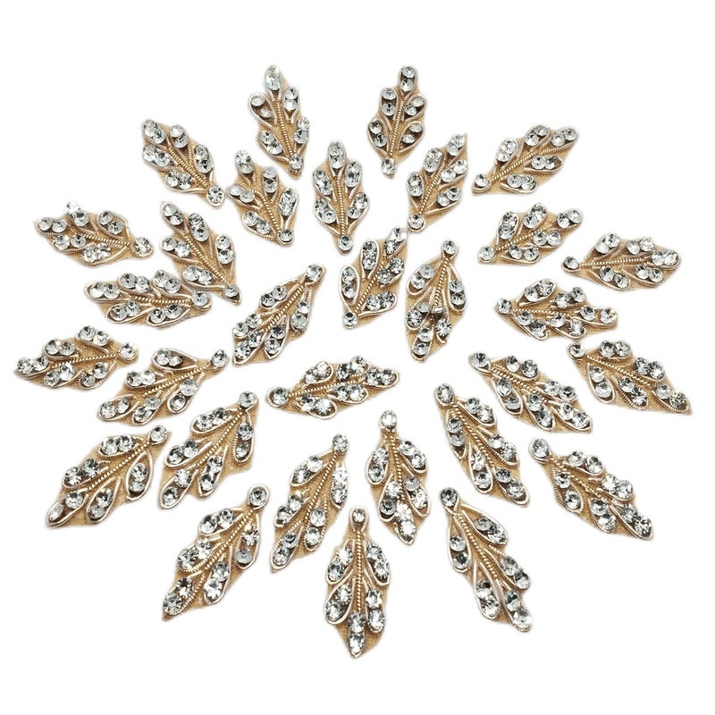 Designer 28 X 15 cm Neck sew on Leaf Shape Decorative Applique Patches Embroidery for Clothes Jackets Blouse Saree Decoration 25 Pieces - Image 1