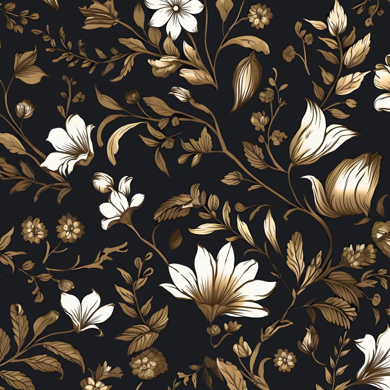 BOKEBEVE Black and Gold Contact Paper Retro Peel and Stick Wallpaper Vintage Leaf Floral Wall Paper for Shelf Liner Backsplash Bedroom Removable Waterproof 175 x 785In - Image 2