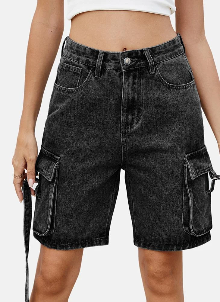 يونيكي Grey Mid Rise Plain Regular Fit Shorts