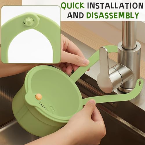 BharatBazaar 2 PCS Set Sink Drain Basket, Kitchen Sink Drain Filte, Kitchen Sink Food Waste Catcher Faucet with Clean Towel, Sink Strainer Basket for Home Kitchen Garbage Leftovers Green - Image 5