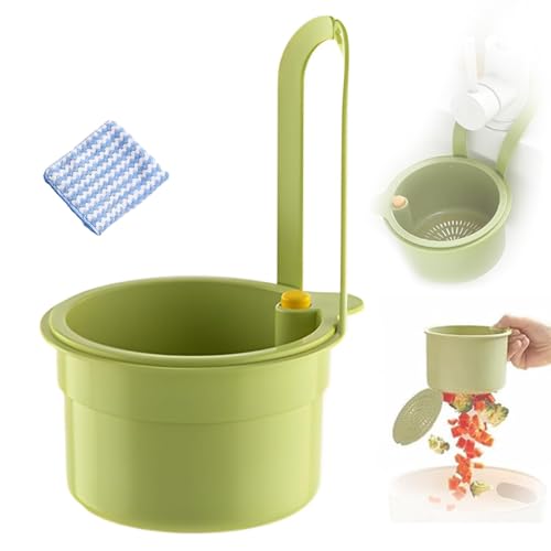 BharatBazaar 2 PCS Set Sink Drain Basket, Kitchen Sink Drain Filte, Kitchen Sink Food Waste Catcher Faucet with Clean Towel, Sink Strainer Basket for Home Kitchen Garbage Leftovers Green - Image 1
