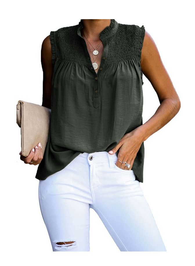 Loquat Fashion Spring And Summer New High Neck Loose Casual Vest 