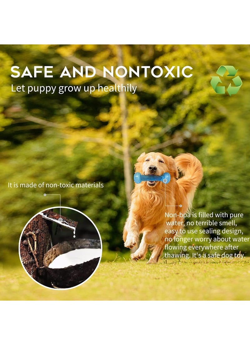 ألعاب مضغ التسنين للجراء قابلة للتجميد لعبة تسنين للجراء 1 حلقة تسنين 1 عظمة تسنين مجموعة ألعاب مضغ الكلاب القابلة للتجميد حلقة عظمة زرقاء - Image 3