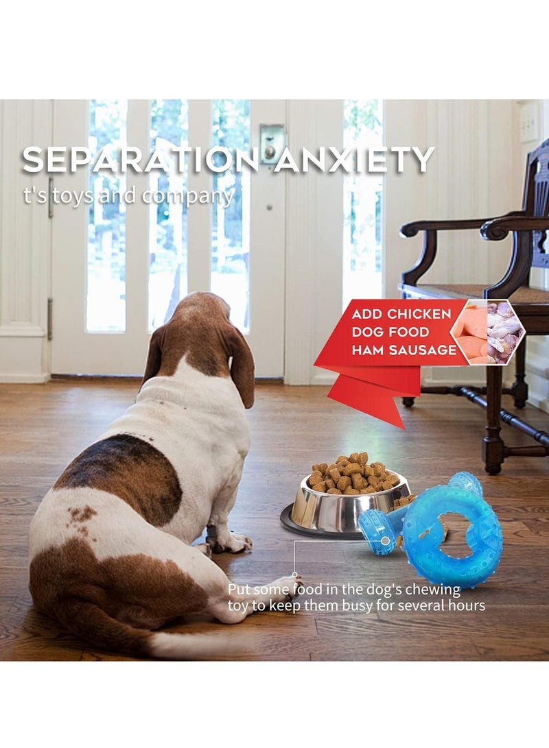 ألعاب مضغ التسنين للجراء قابلة للتجميد لعبة تسنين للجراء 1 حلقة تسنين 1 عظمة تسنين مجموعة ألعاب مضغ الكلاب القابلة للتجميد حلقة عظمة زرقاء - Image 4