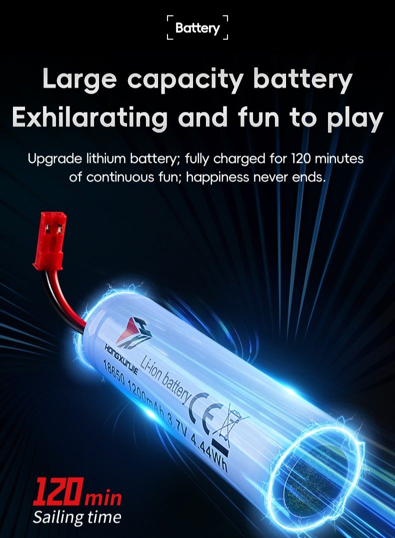 AL RAID HJ821 RC Speedboat Toy  with Rechargeable, Waterproof Outdoor Water, LED Lights, 15km/h, 2.4G, Dual Motor, 2 Hours Endurance Speedboat Kids Toys | Great Gift for Kids (Red) - Image 5