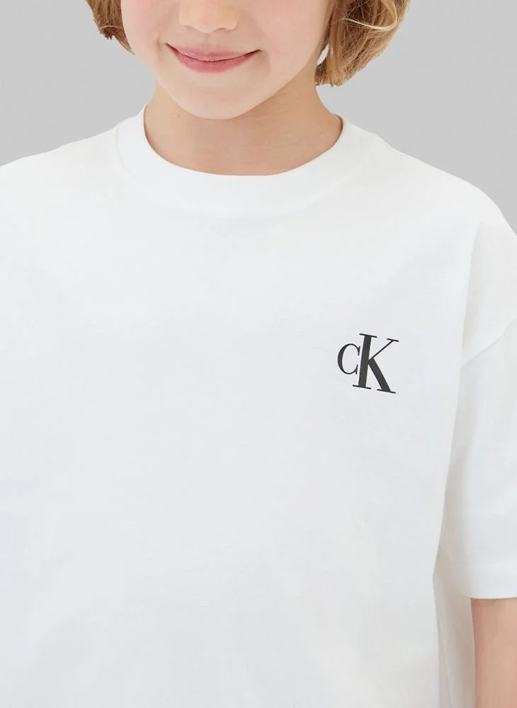 Calvin Klein Jeans Brightwhite/Pvhblack 2-Pack Monogram Logo Crew Neck T-Shirts for Men | Best Price UAE
