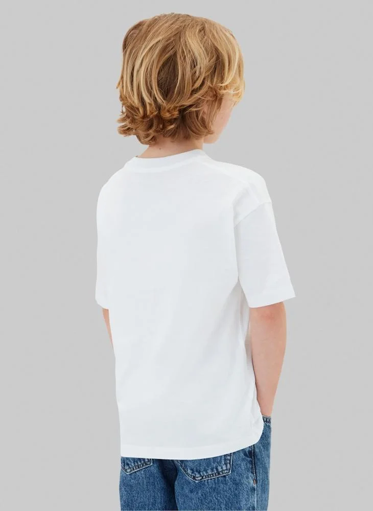 Calvin Klein Jeans Brightwhite/Pvhblack 2-Pack Monogram Logo Crew Neck T-Shirts for Men | Best Price UAE